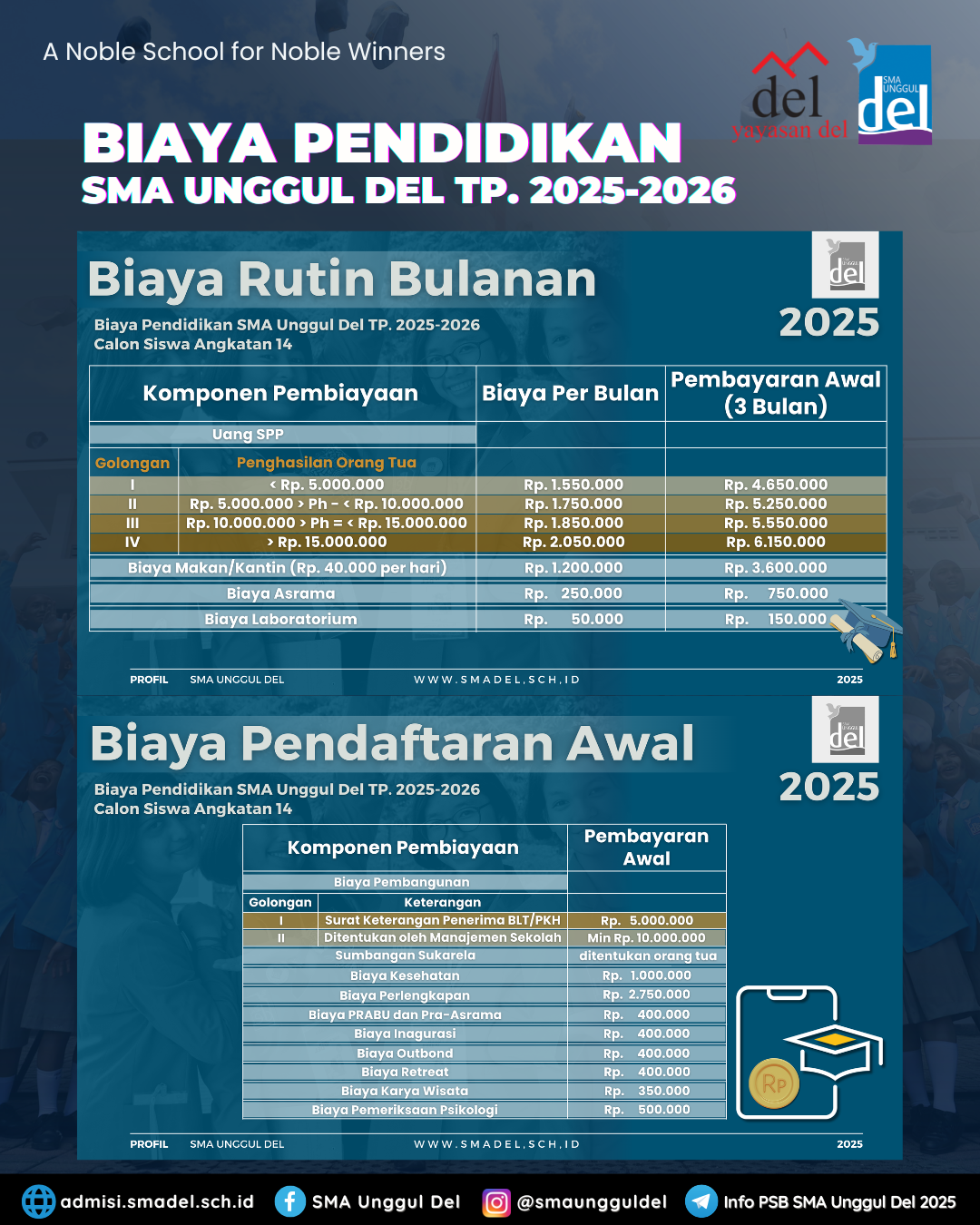 BIAYA PENDIDIKAN SMA UNGGUL DEL TP. 2025-2026
