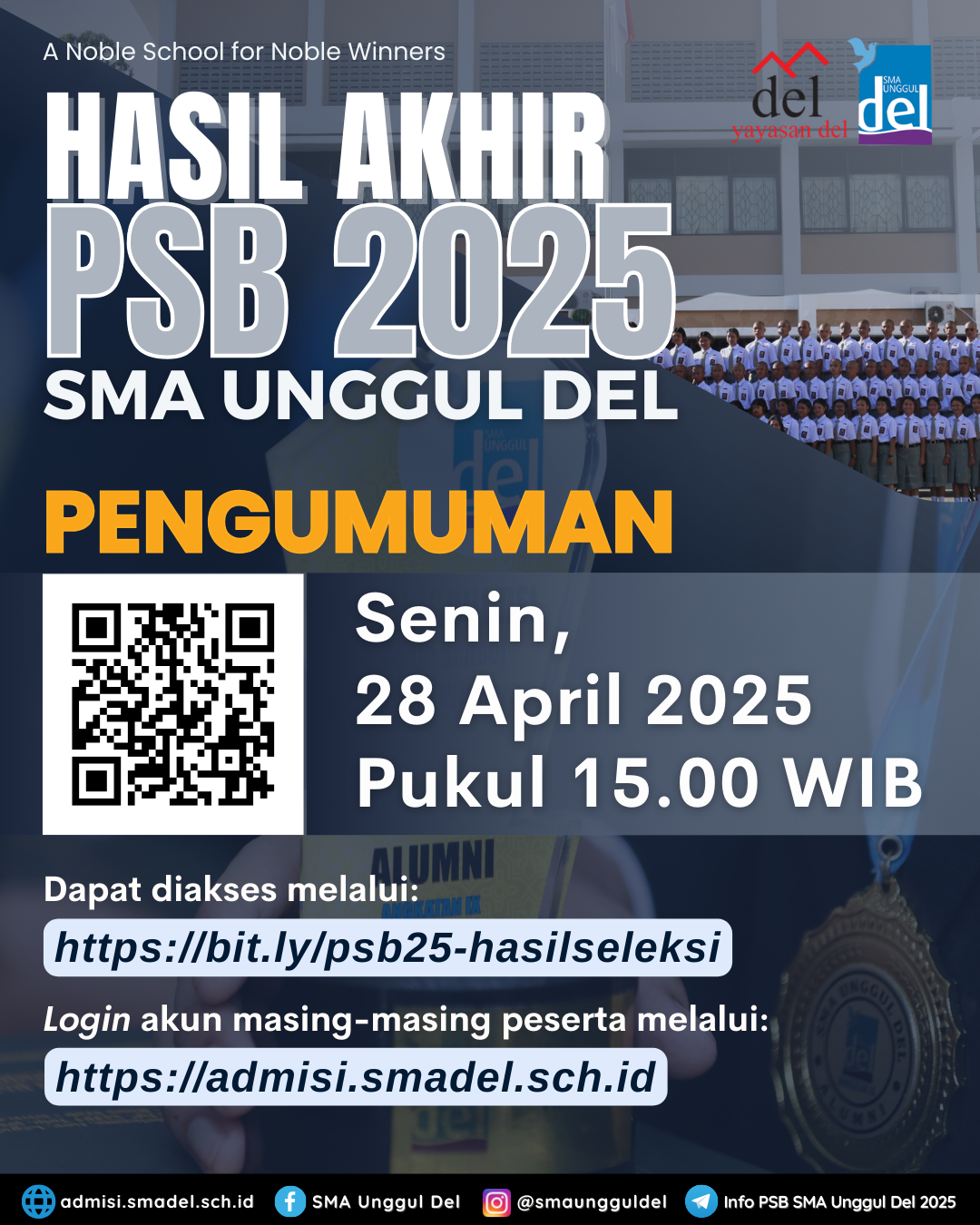 Pengumuman Hasil Akhir PSB SMA Unggul Del 2025