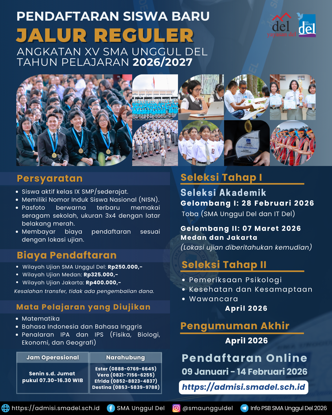 JALUR REGULER PSB SMA UNGGUL DEL 2026